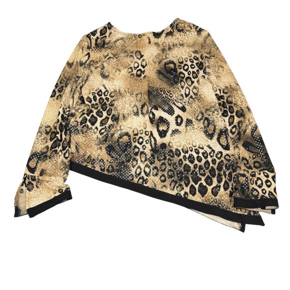 JOSEPH RIBKOFF Leopard Print Sequin 3/4 Sleeve Blouse Top Women's Sz 12 - Picture 6 of 8